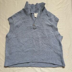 Pink Rose Light Blue Sleeveless Turtleneck Sweater Vest